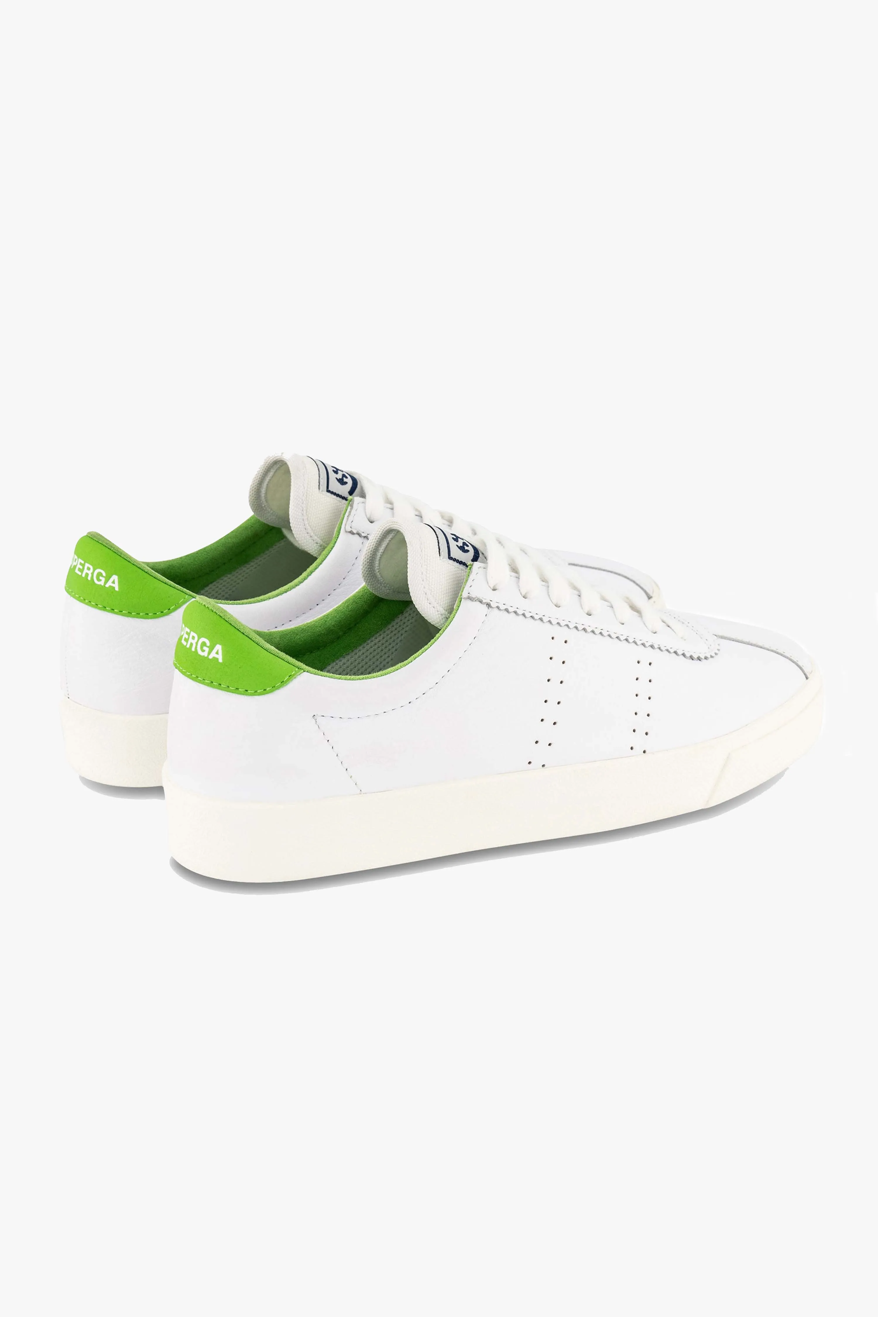 2843 Club S Comfort White with Green Flash Leather Sneaker