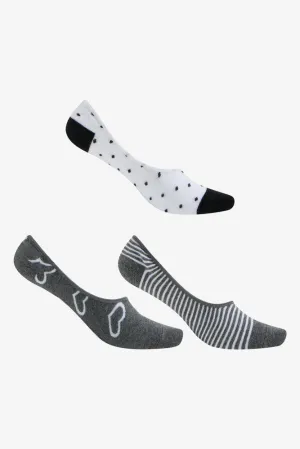 3 Pack Heart Footliners Grey