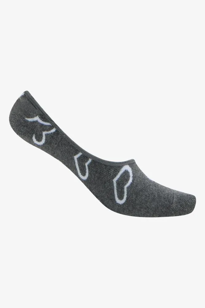 3 Pack Heart Footliners Grey