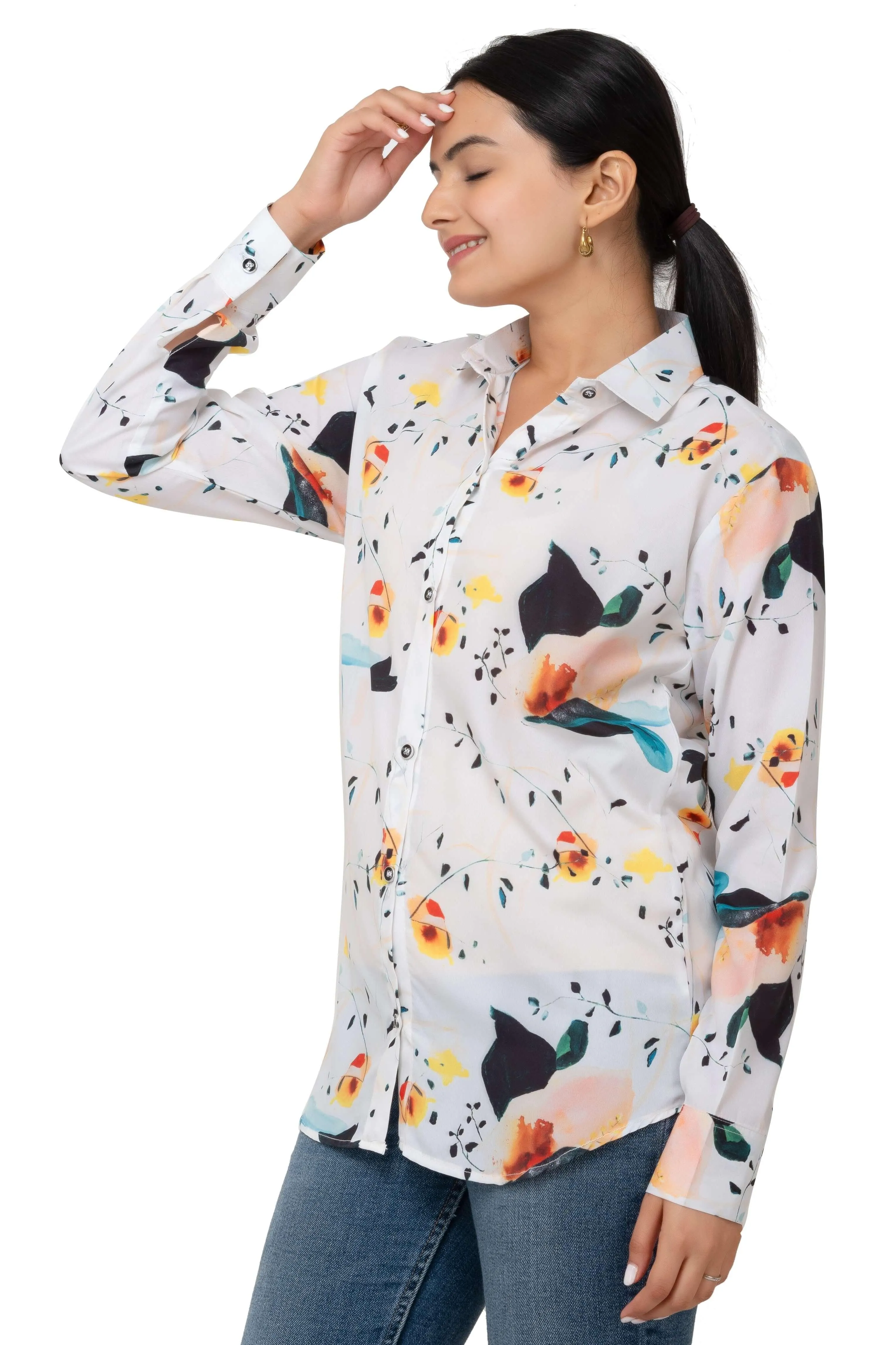 Abstract Art Printed Leaf Shirt