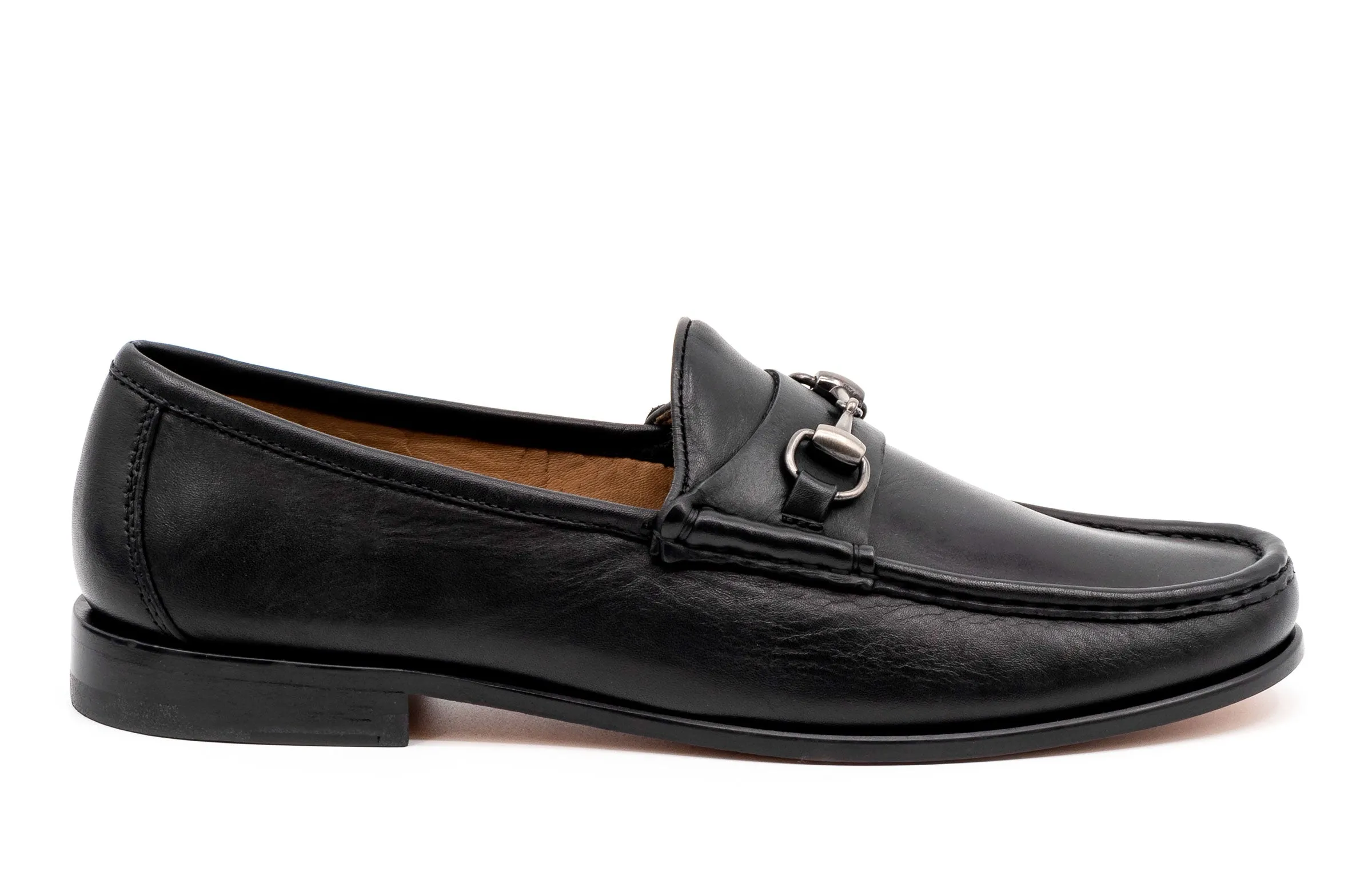 Addison Calf Leather Horse Bit Loafers - Black