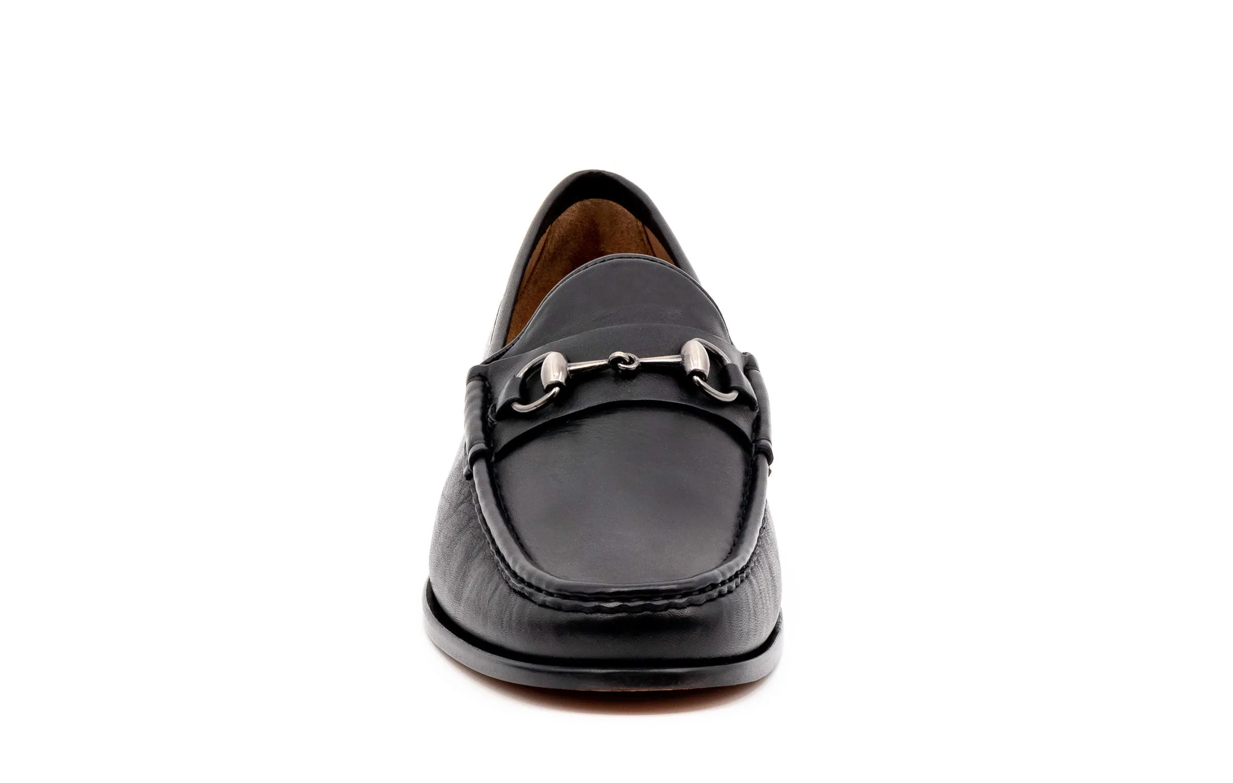 Addison Calf Leather Horse Bit Loafers - Black