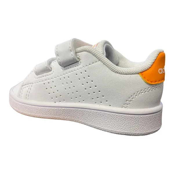 Adidas scarpa da bambino con strappo Advantage CF I GW0452 bianco arancione