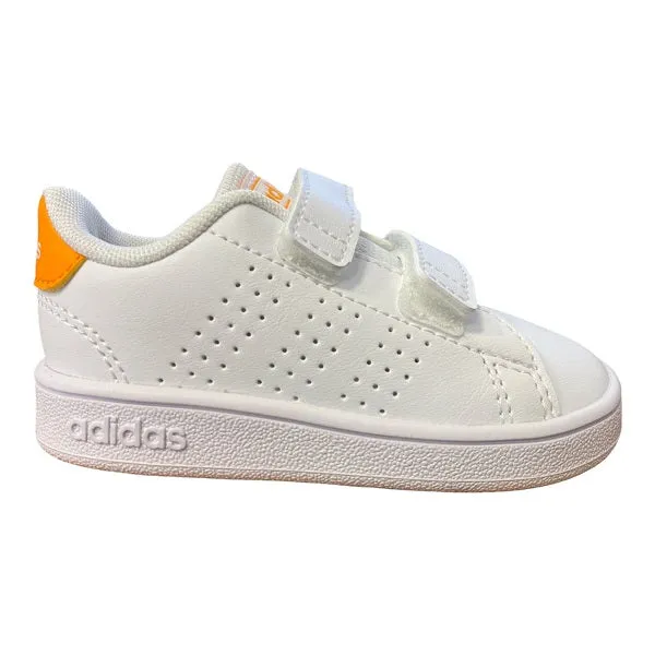 Adidas scarpa da bambino con strappo Advantage CF I GW0452 bianco arancione