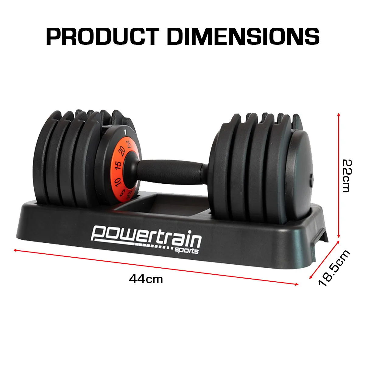 Adjustable Cast Iron Dumbbell Set, 50kg, 5-Settings – Powertrain