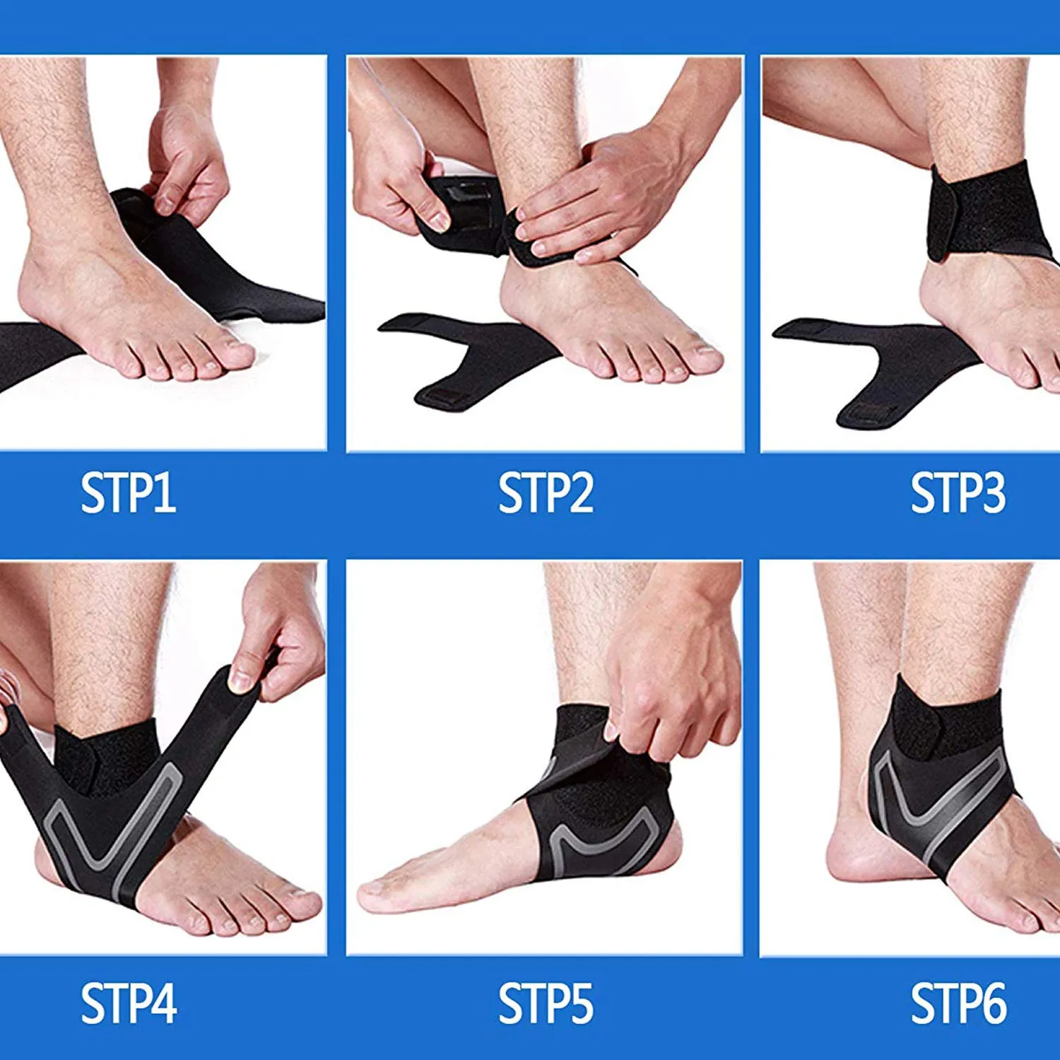 Ankle Stabilizer Brace, Compression Women Men Breathable Adjustable Foot Support Wrap Reduce Pain Sleeve for Sport, Ankle Sprain, Injury Recovery Black-Grey-Left X-Large