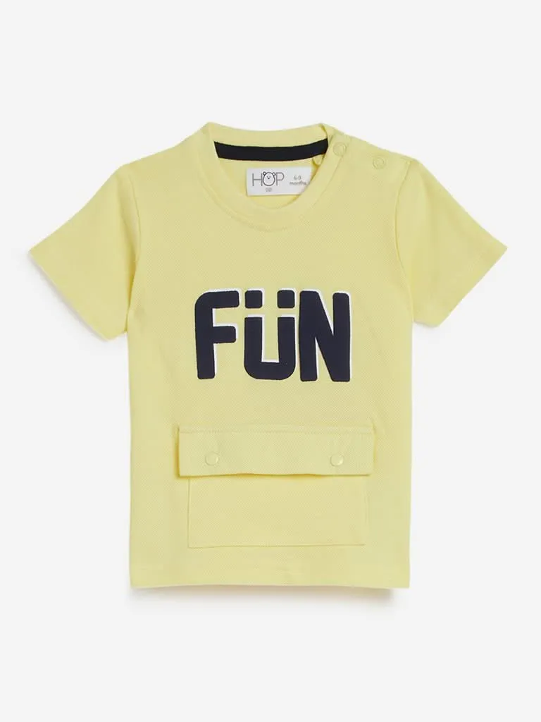 Baby HOP Light Yellow Text Design T-Shirt