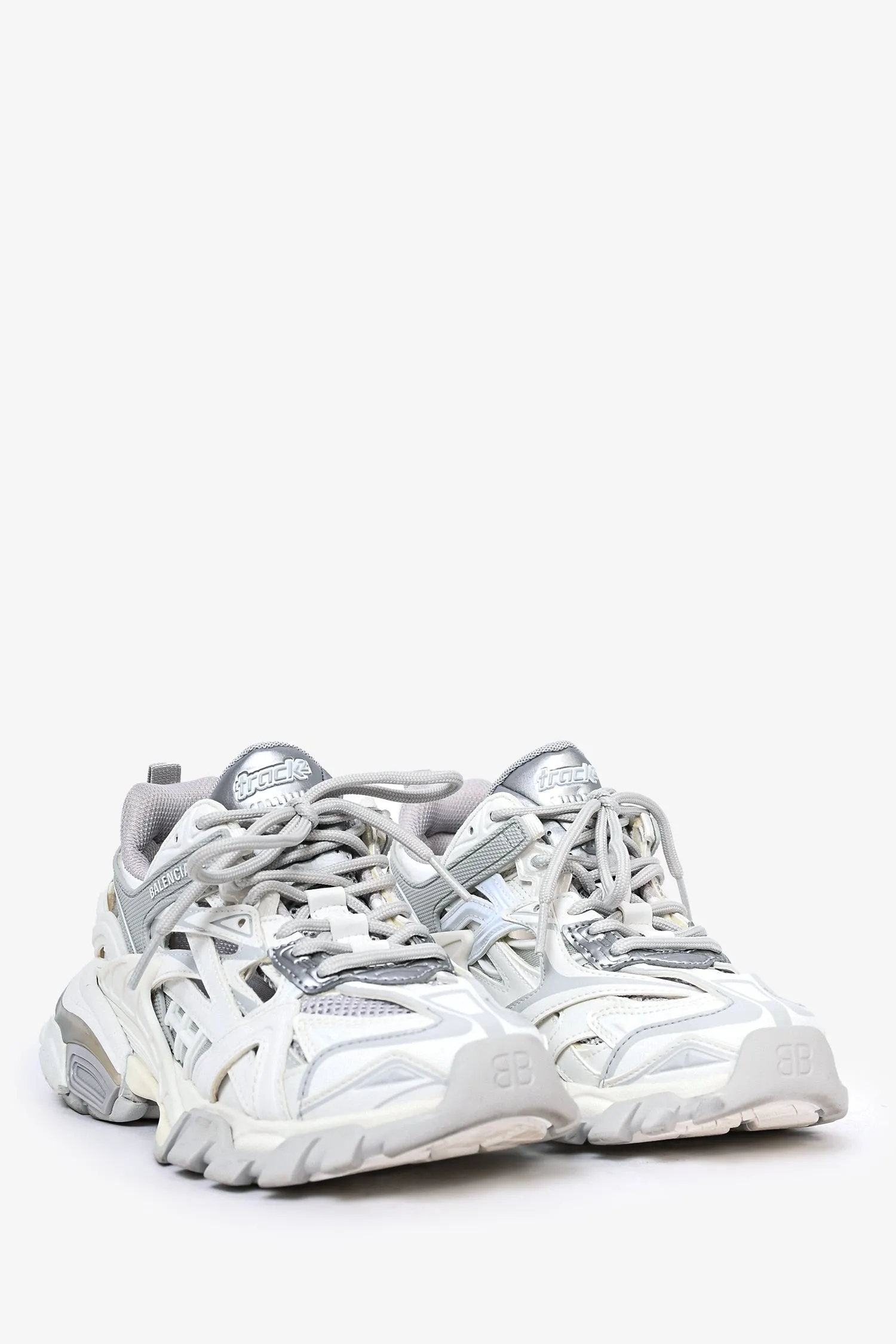 Balenciaga White Leather 'Track 2' Sneakers Size 4