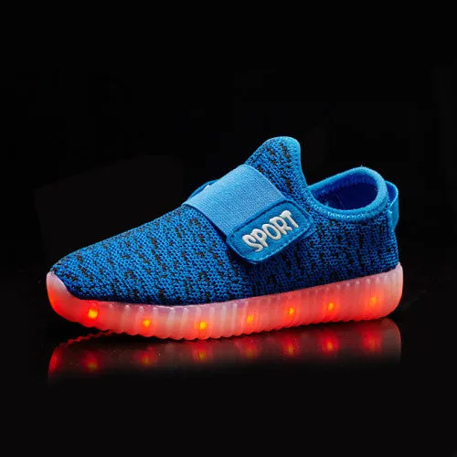 BBX Brand USB Kids LED Shoes Fashion LED Sneakers Children's Breathable Sport Lighted Luminous Boys Girls Shoes Free Shipping