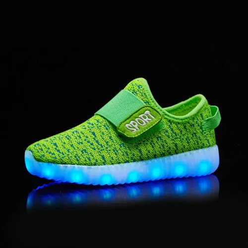 BBX Brand USB Kids LED Shoes Fashion LED Sneakers Children's Breathable Sport Lighted Luminous Boys Girls Shoes Free Shipping