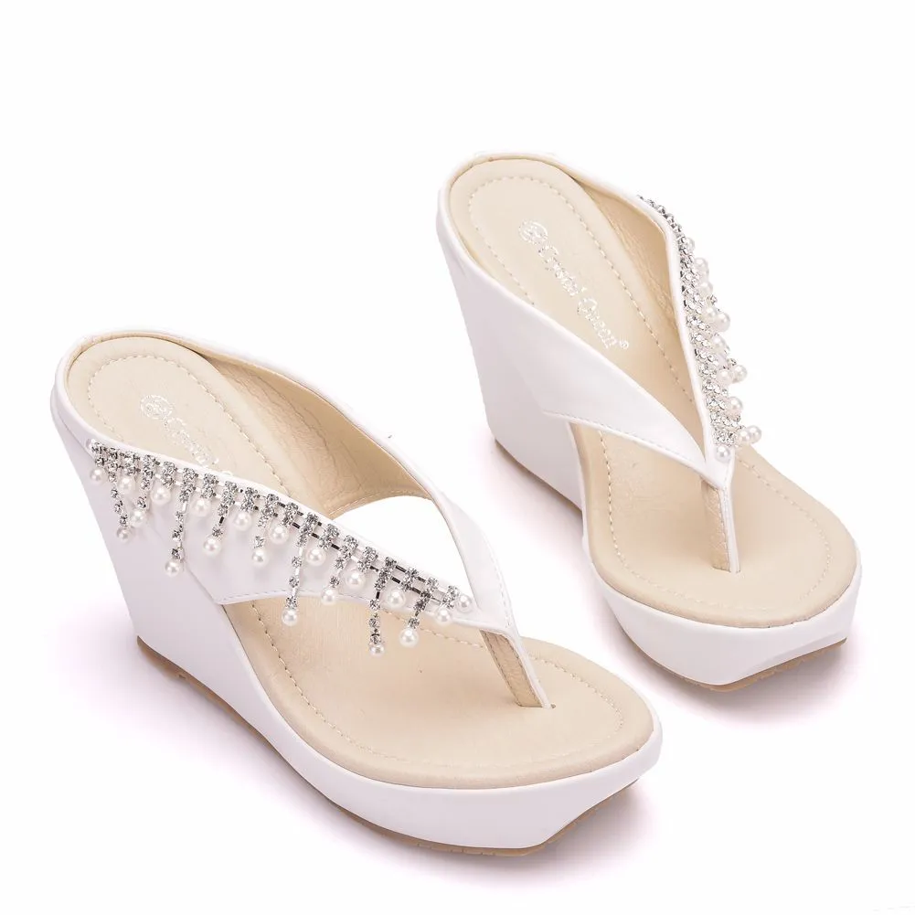 Beaded Wedges Beach Flip-flops Slippers