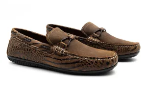 Bermuda Crocodile Grain Braided Bit Loafers - Burnt Pecan