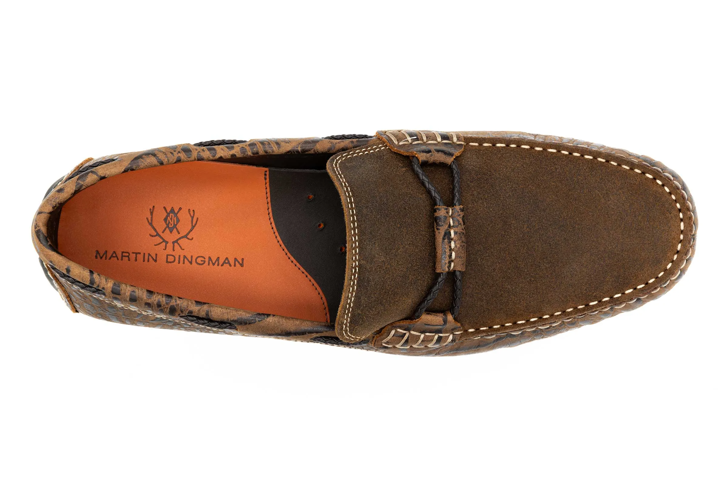 Bermuda Crocodile Grain Braided Bit Loafers - Burnt Pecan