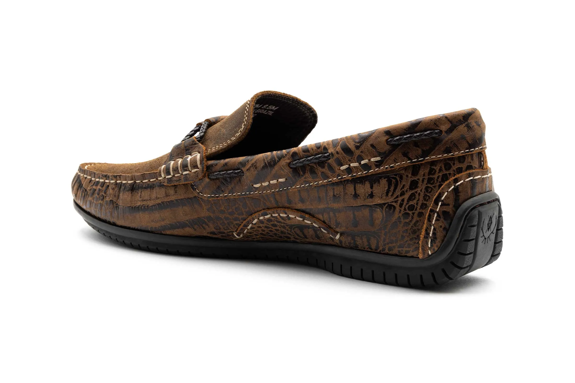 Bermuda Crocodile Grain Braided Bit Loafers - Burnt Pecan