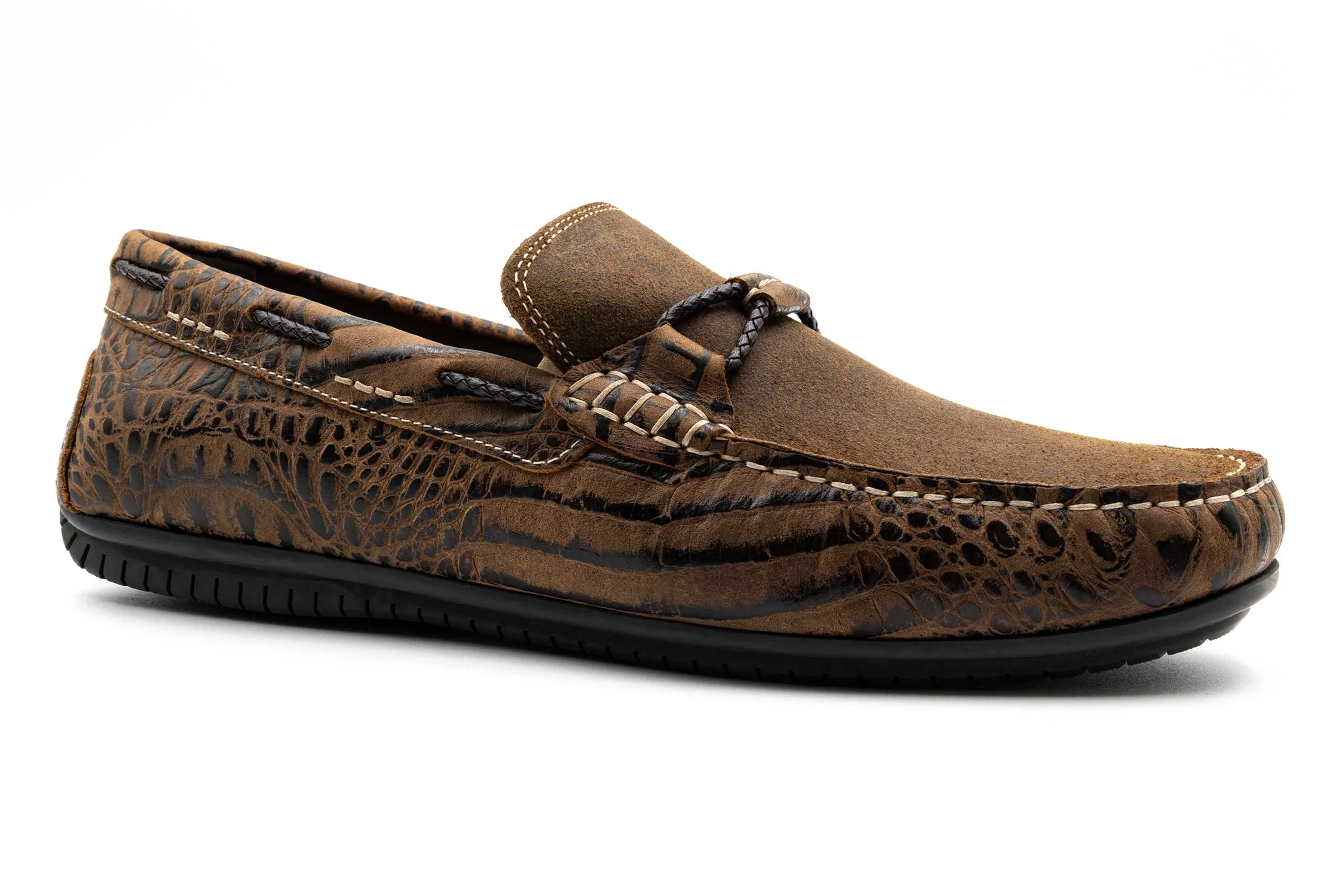 Bermuda Crocodile Grain Braided Bit Loafers - Burnt Pecan