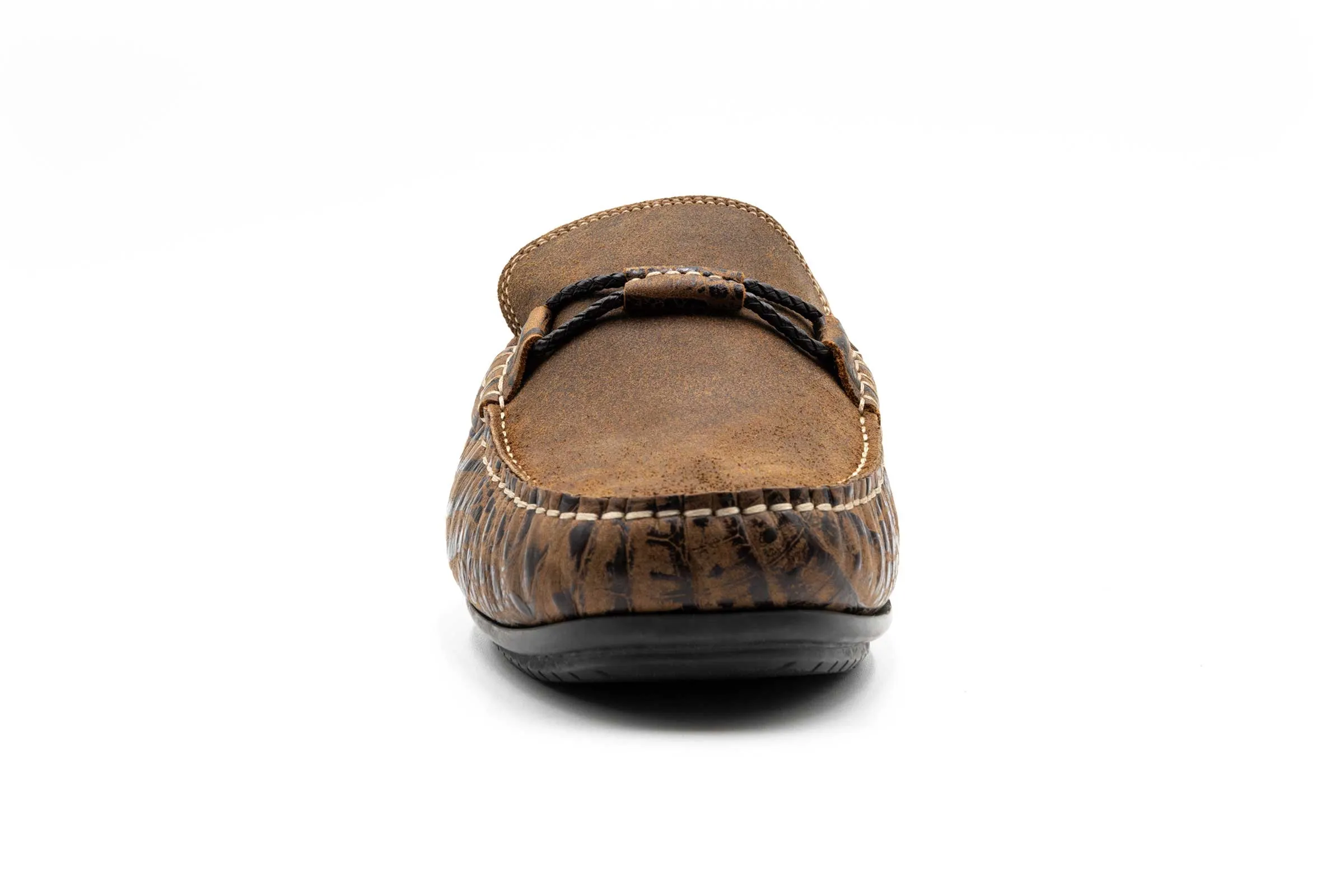 Bermuda Crocodile Grain Braided Bit Loafers - Burnt Pecan