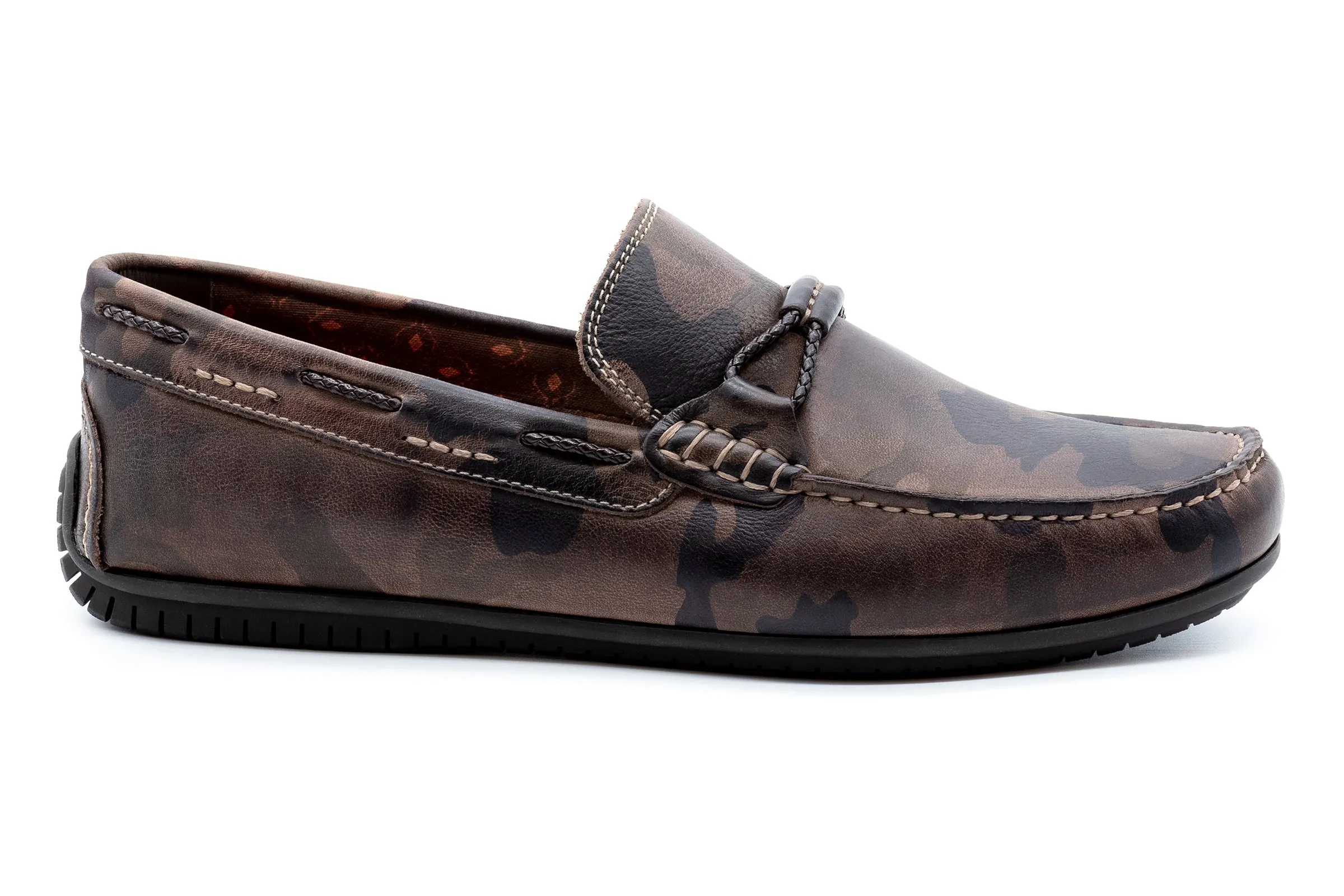 Bermuda Saddle Leather Braided Bit Loafers - Camo