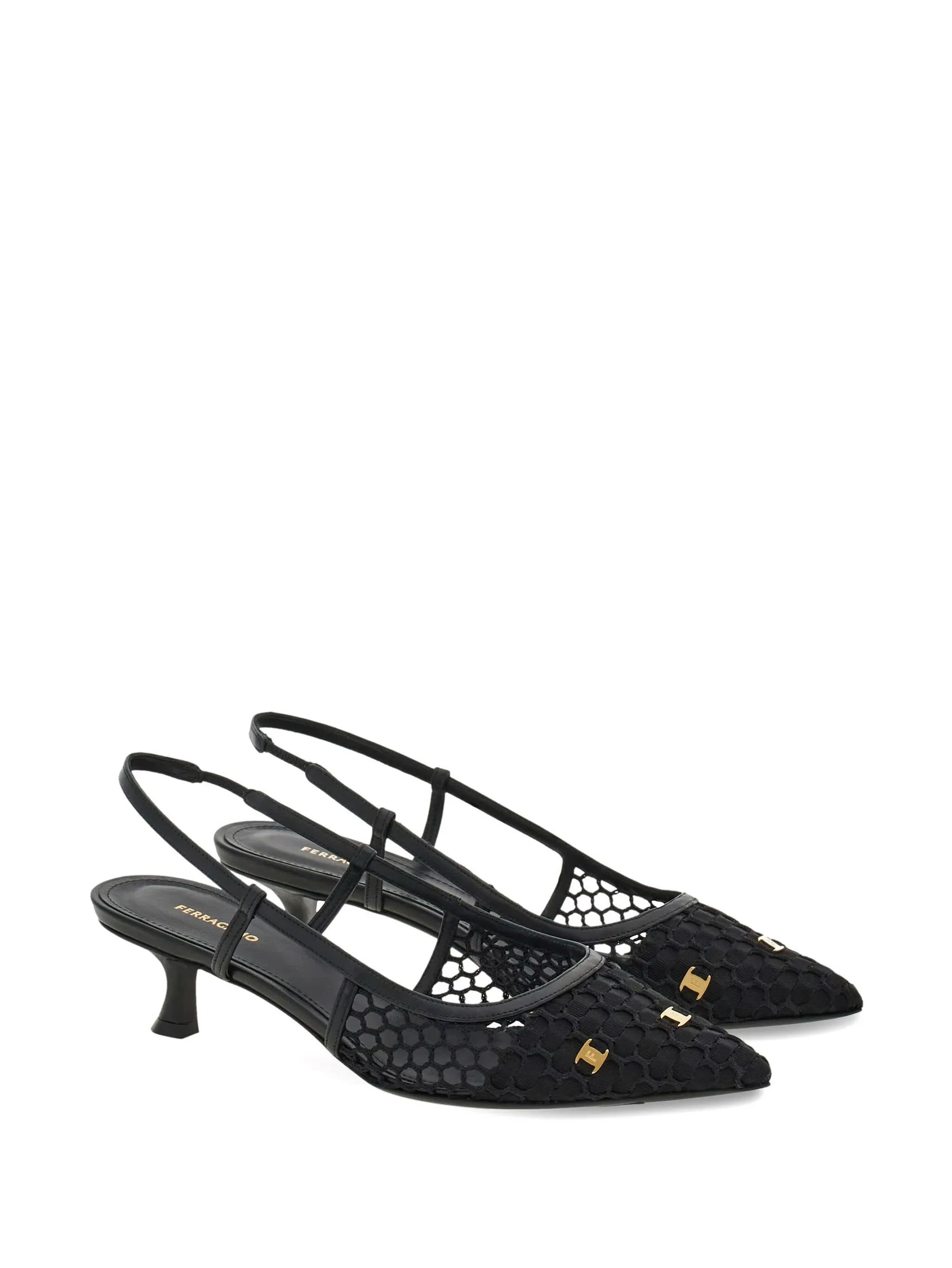 Black Sandals with Gold Logo Charms