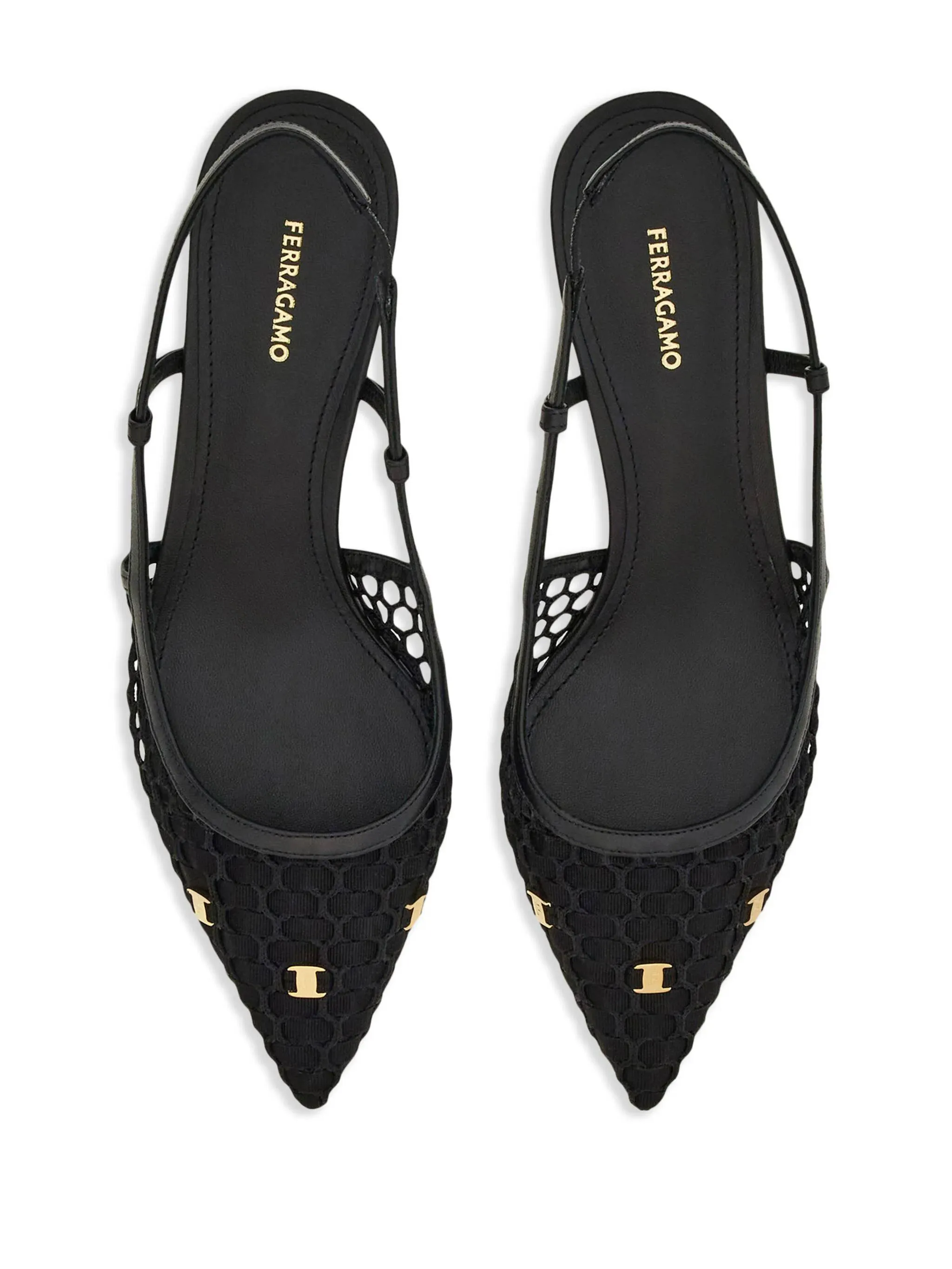 Black Sandals with Gold Logo Charms