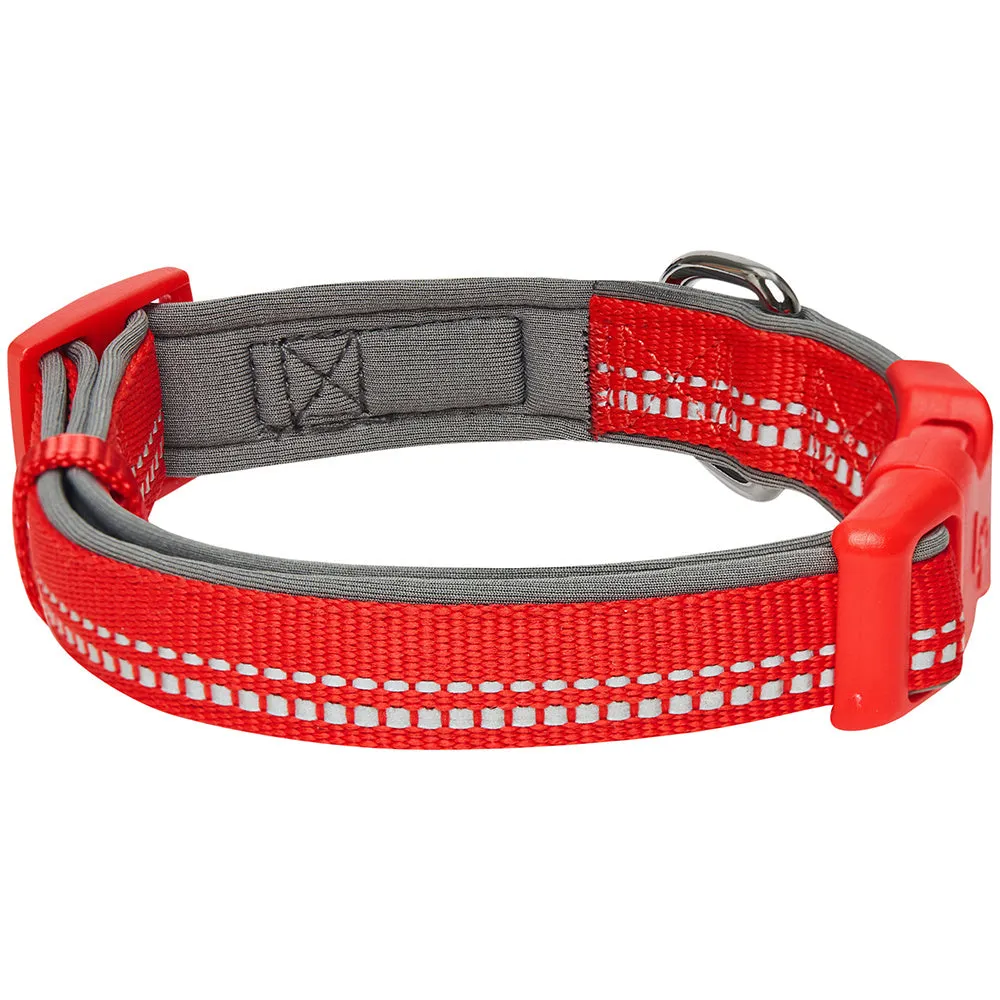 Blueberry Pet Soft & Comfy 3M Red Reflective Padded Dog Collar