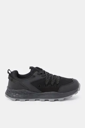 Boys Black Cut Out Upper Trekker