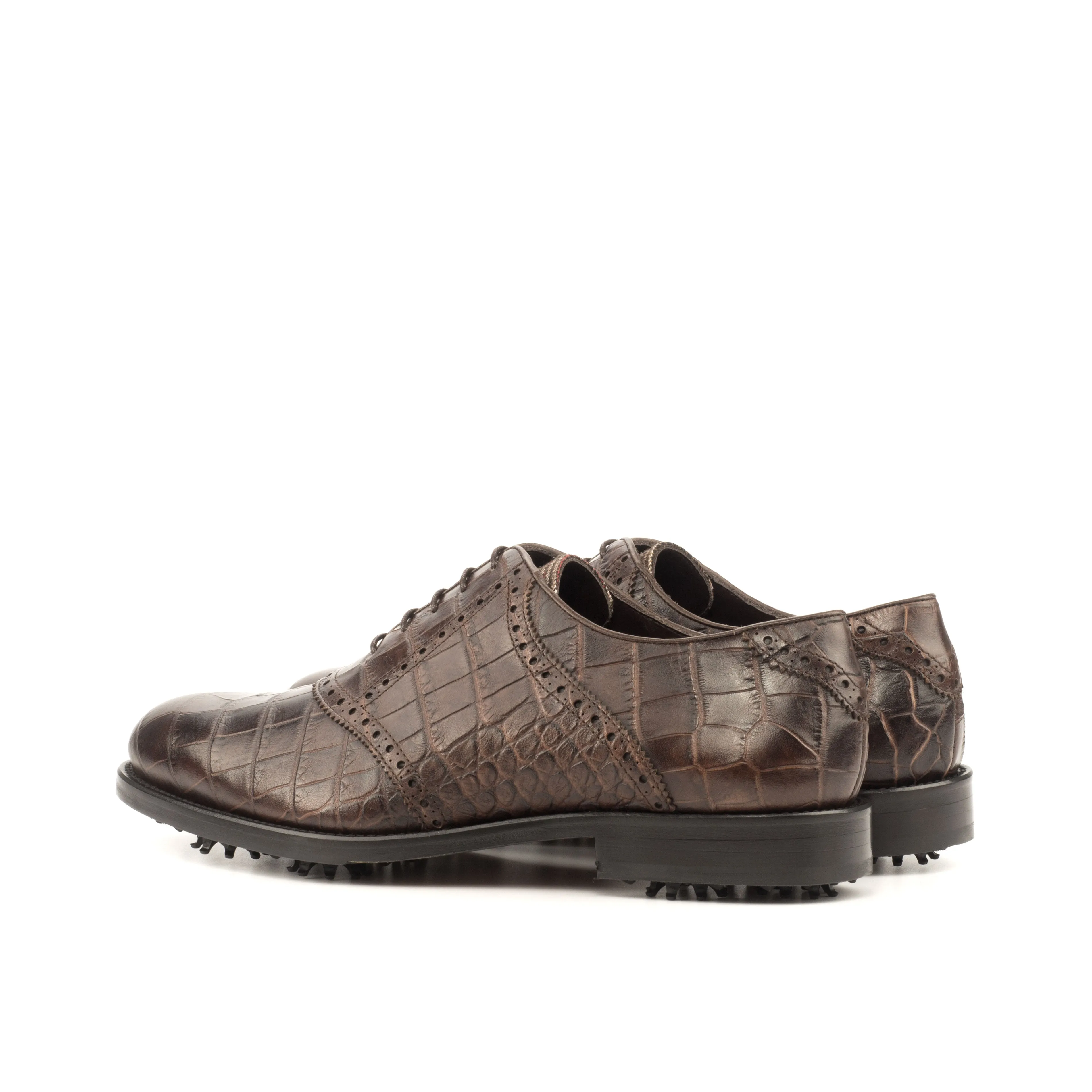 Brown Croco Saddle Golf Shoes