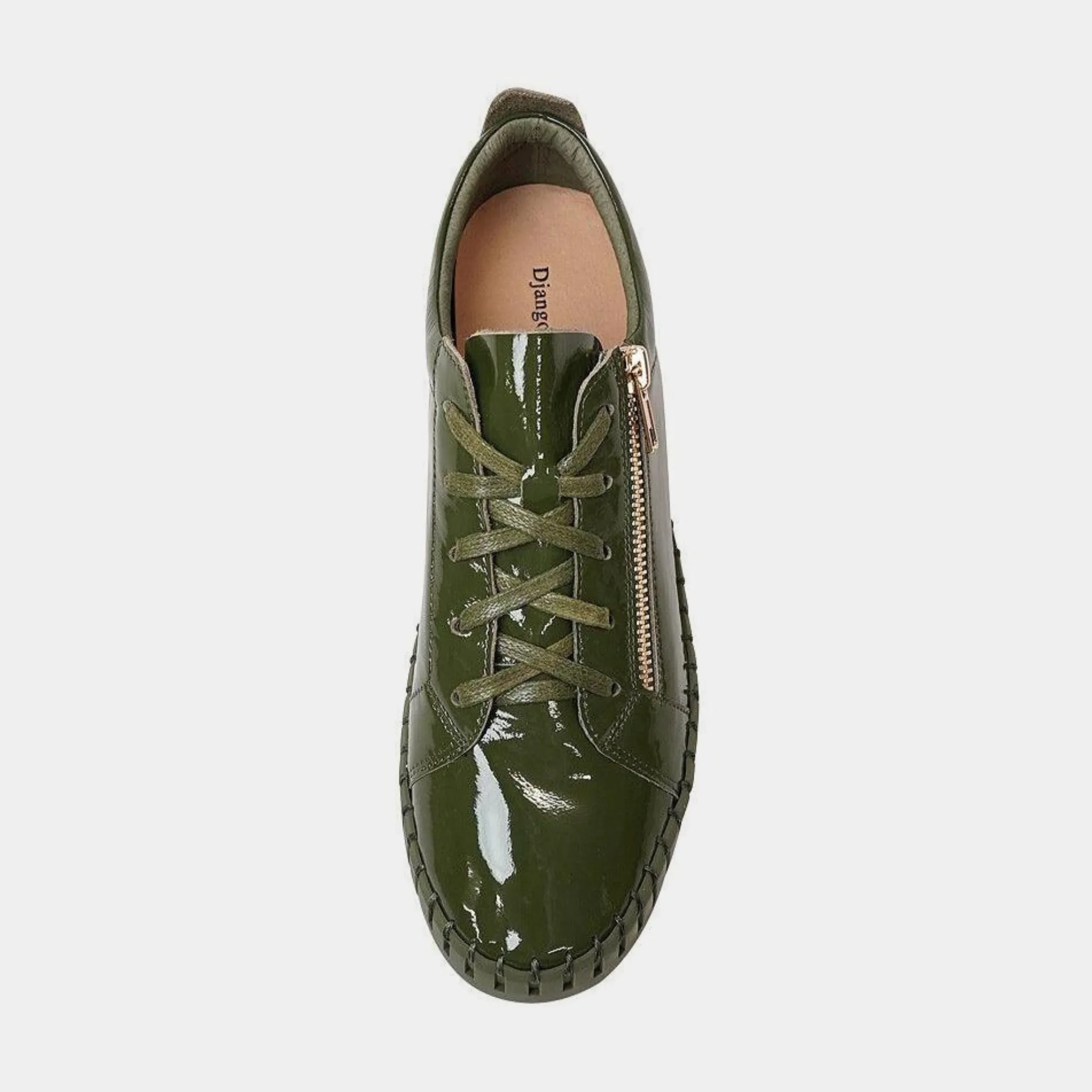 Bump Khaki Patent Leather Sneakers