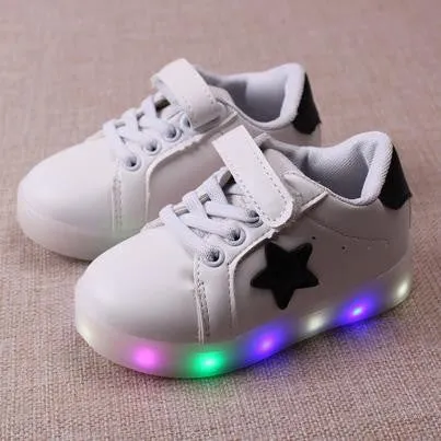 Children's casual shoes autumn 2016 toddler boy's fashion brand sport movement LED flash shoes kids for girls tenis infantil 421