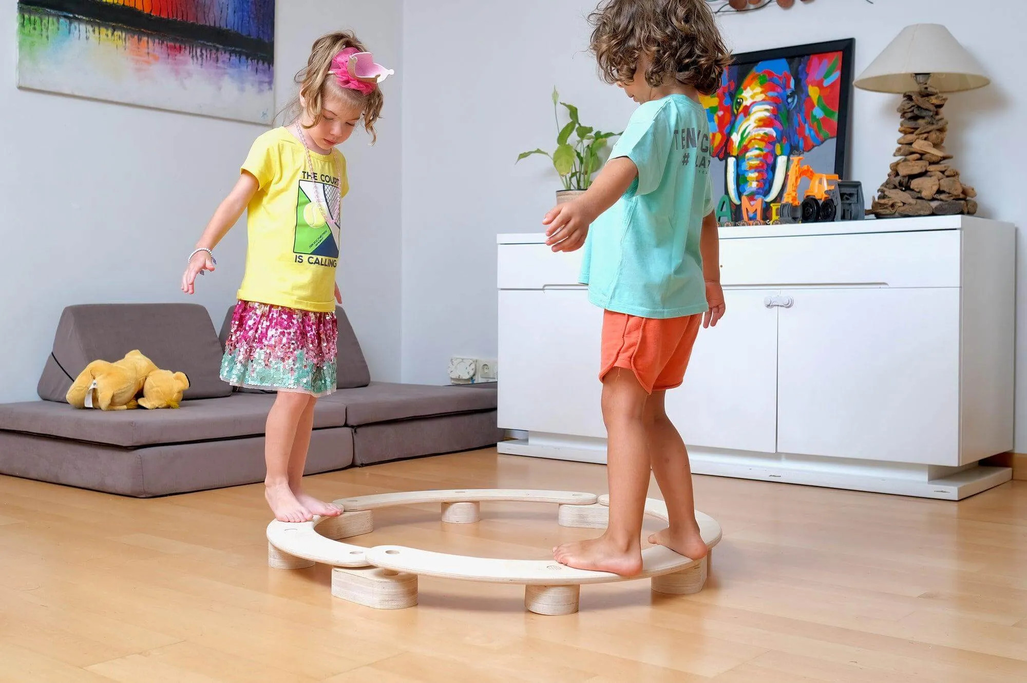 Circular Wooden Balance Beam Set | Montessori Gymnastics Toy for Toddlers