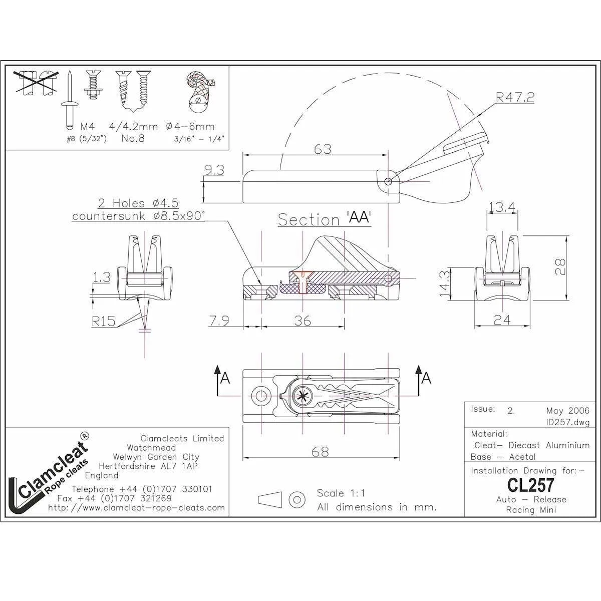 Clamcleat Auto-Release Racing Mini Cleat - CL257