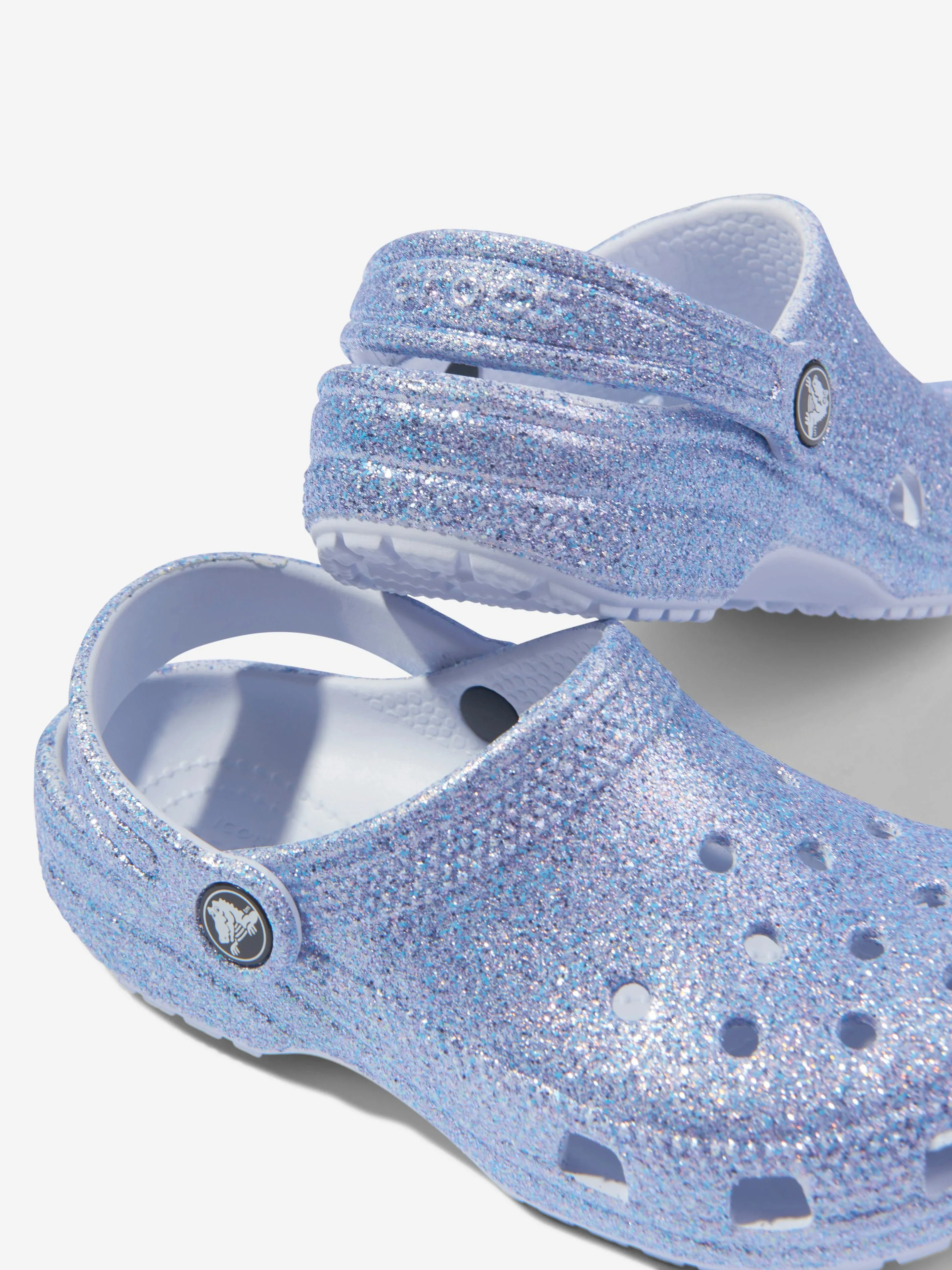 Crocs Girls Classic Glitter Clog in Blue