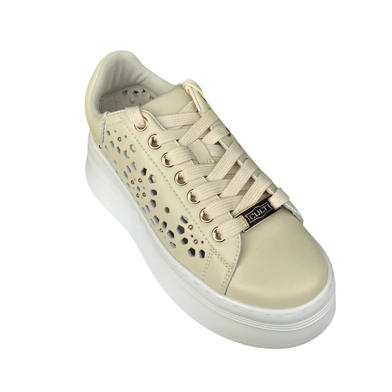 Cult scarpa sneakers con zeppa da donna Pearl 4425 beige