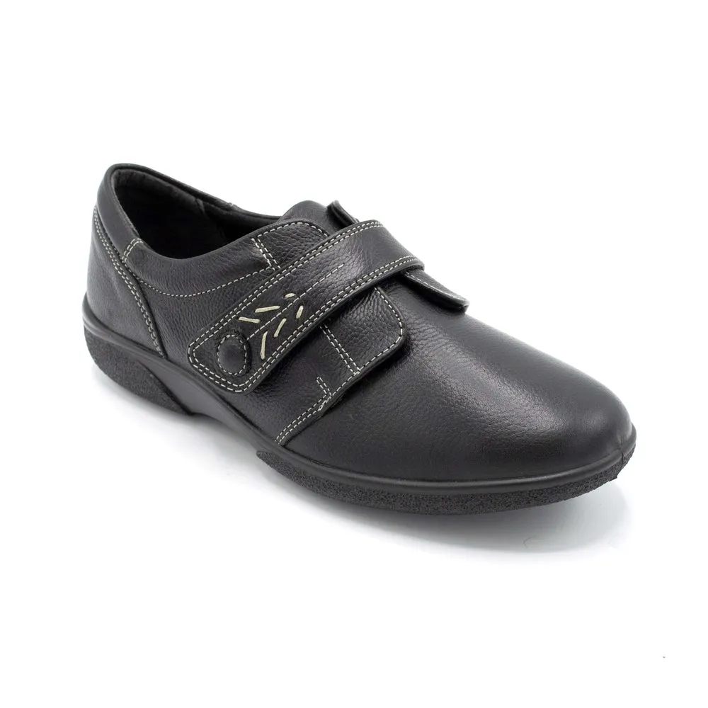 DB Healey/Rory - Ladies Extra Wide Fit Velcro Close Shoe - 8E Fitting - Black