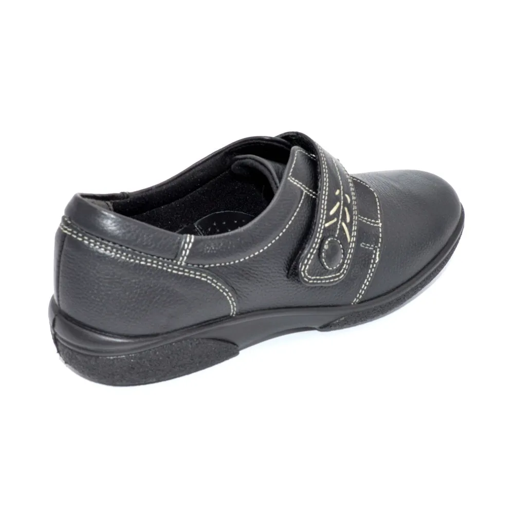 DB Healey/Rory - Ladies Extra Wide Fit Velcro Close Shoe - 8E Fitting - Black