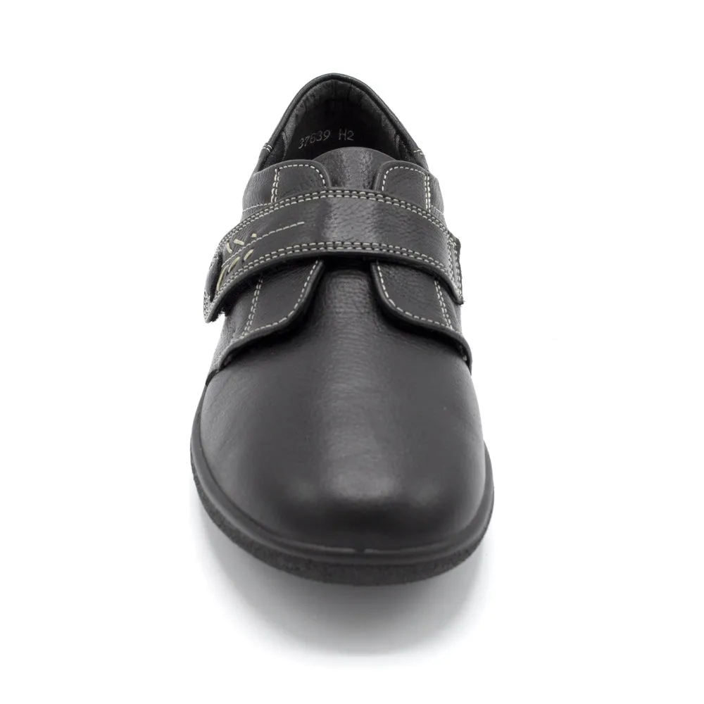 DB Healey/Rory - Ladies Extra Wide Fit Velcro Close Shoe - 8E Fitting - Black