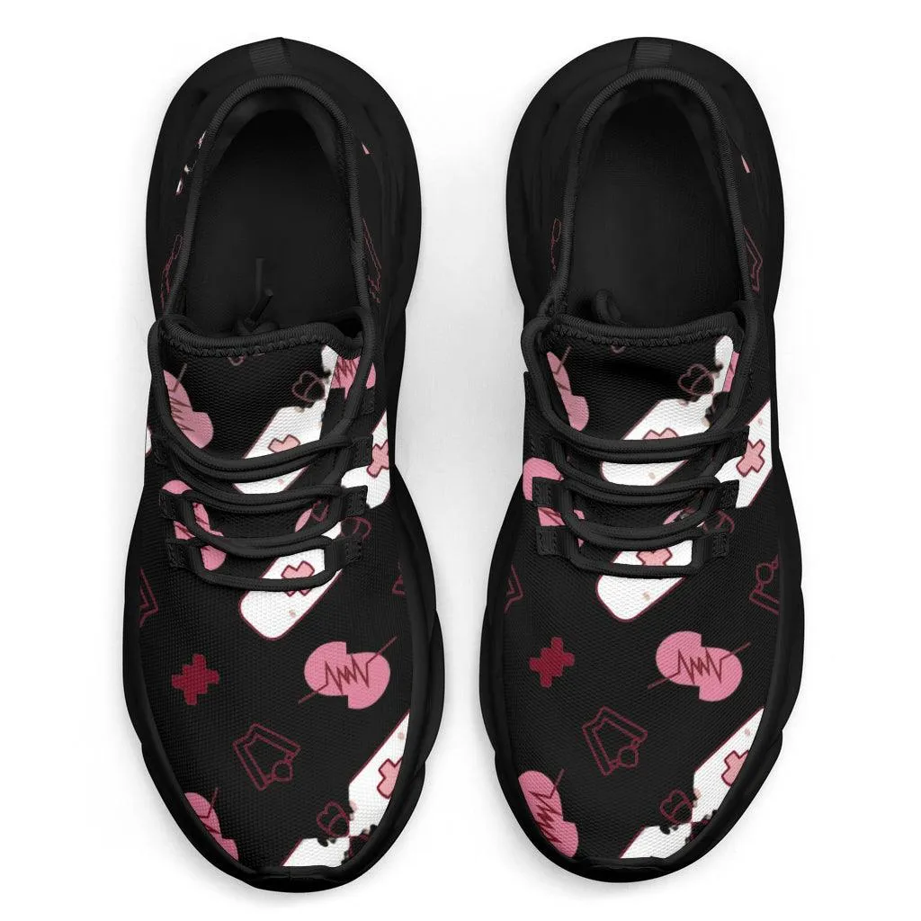 Doctor/Nurse Black Heartbeat Sneakers