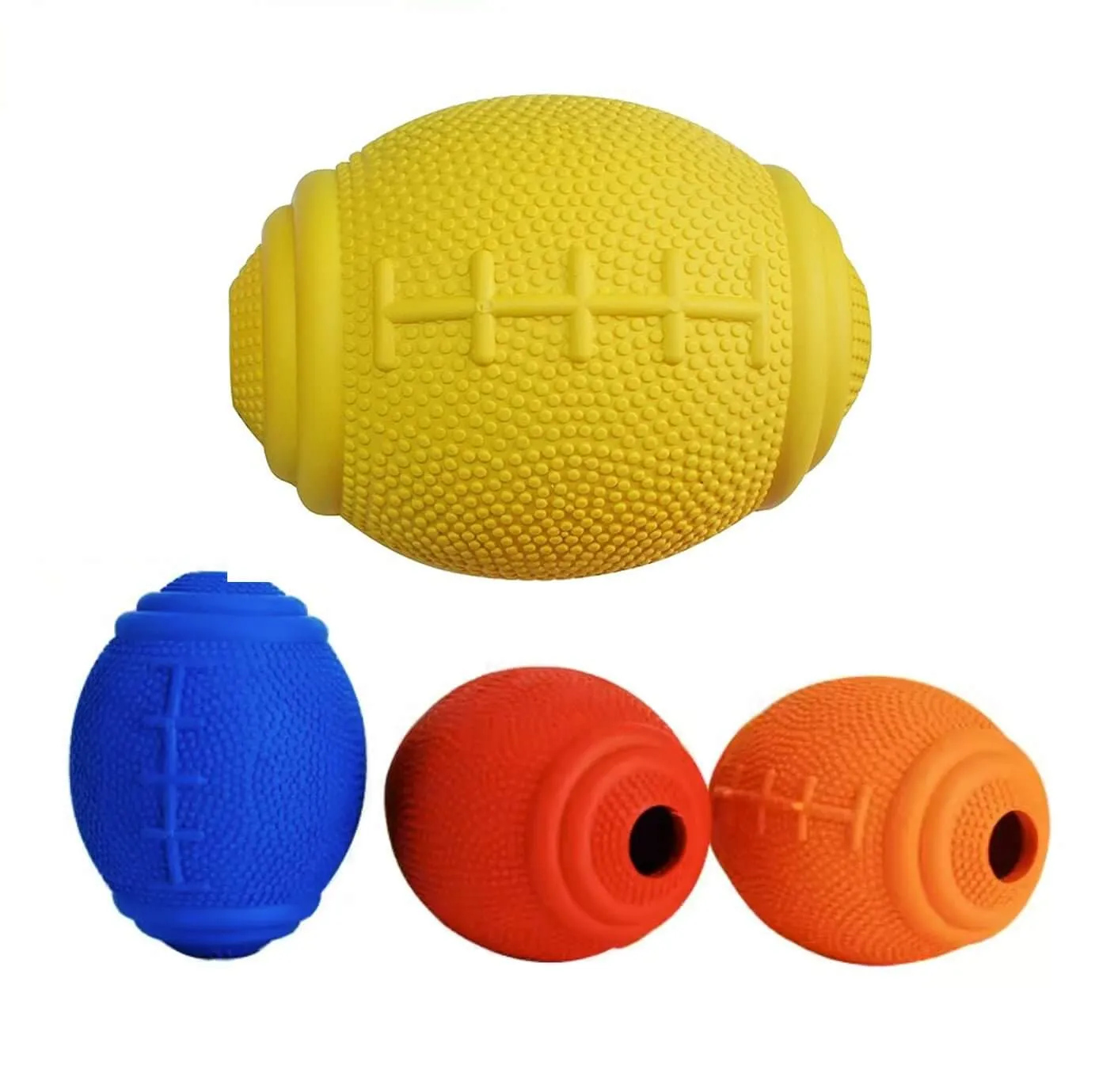 Dog Treat Dispenser Rugby Feeding Rubber Ball Chew Toys