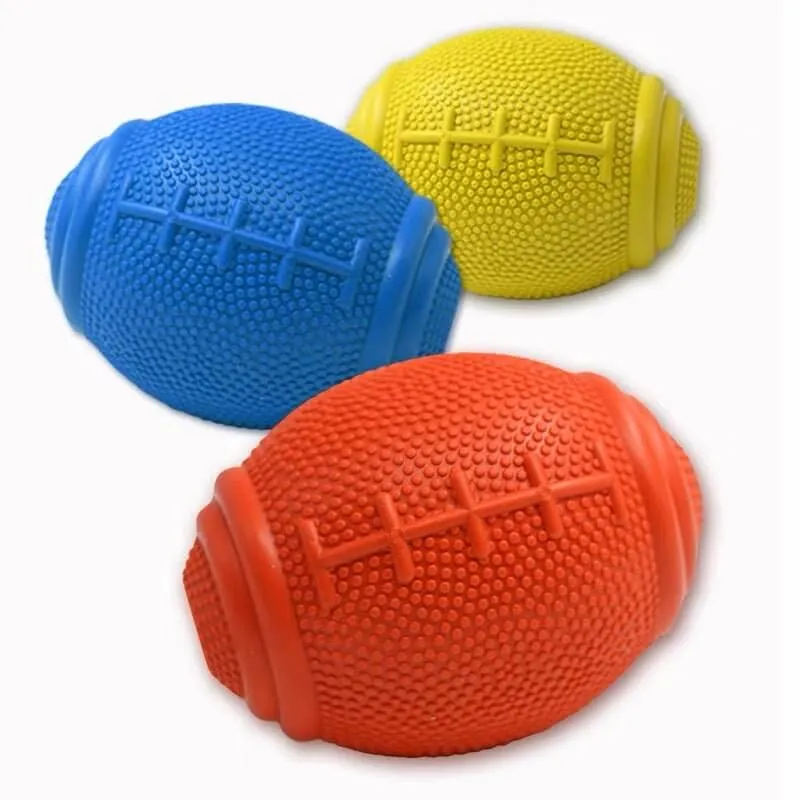 Dog Treat Dispenser Rugby Feeding Rubber Ball Chew Toys