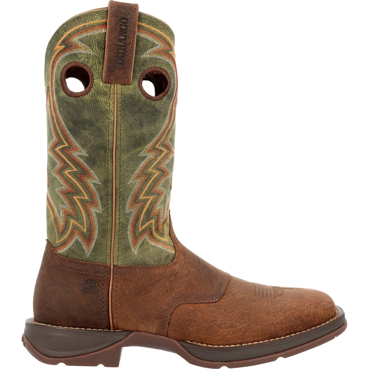 Durango Mens Rebel Western Chestnut/Hunter Green Leather Cowboy Boots