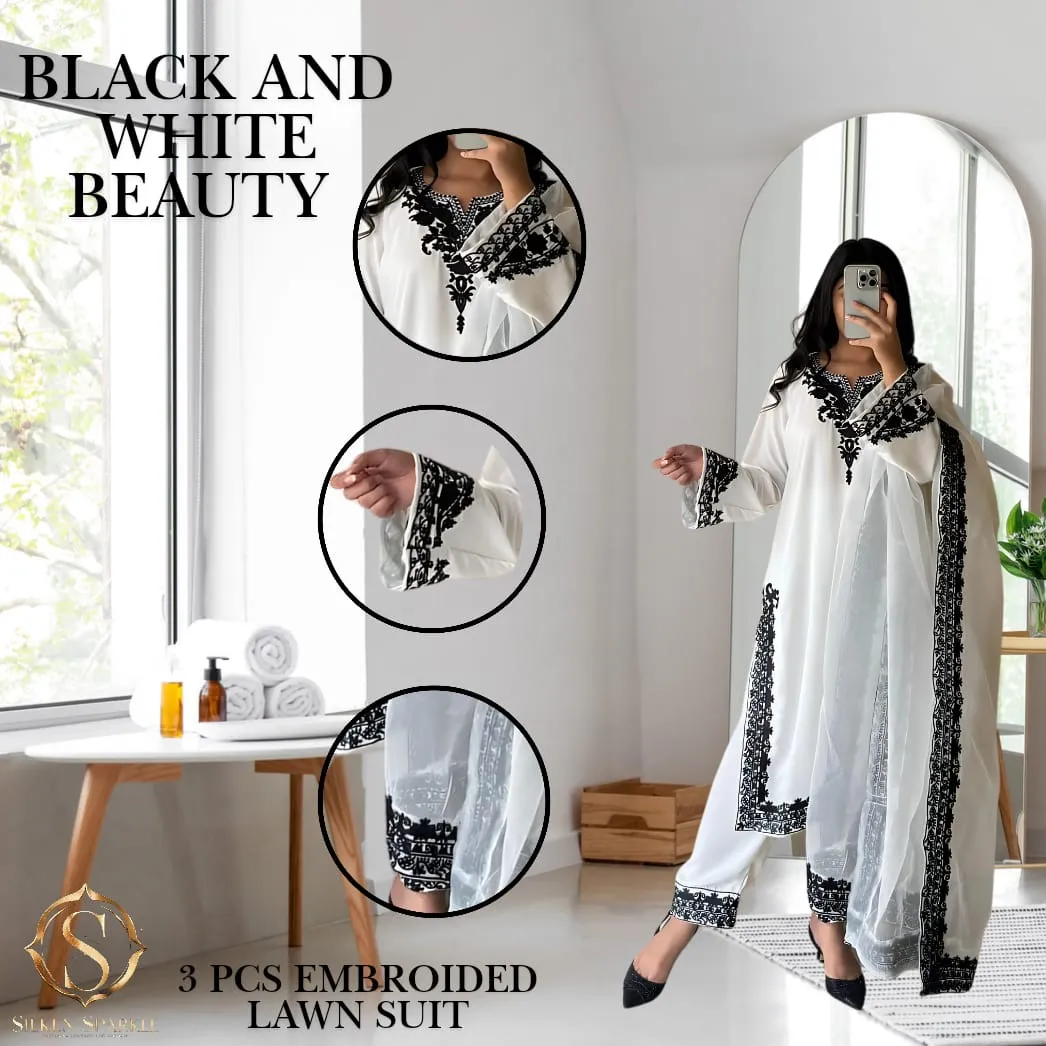 Elegant White Embroidered Salwar Kameez Set | Traditional Ethnic Wear