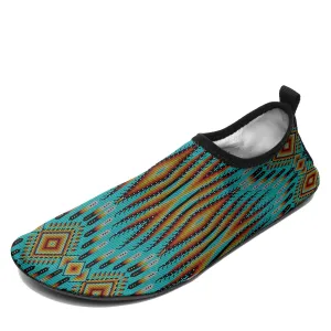 Fire Feather Turquoise Kid's Sockamoccs Slip On Shoes