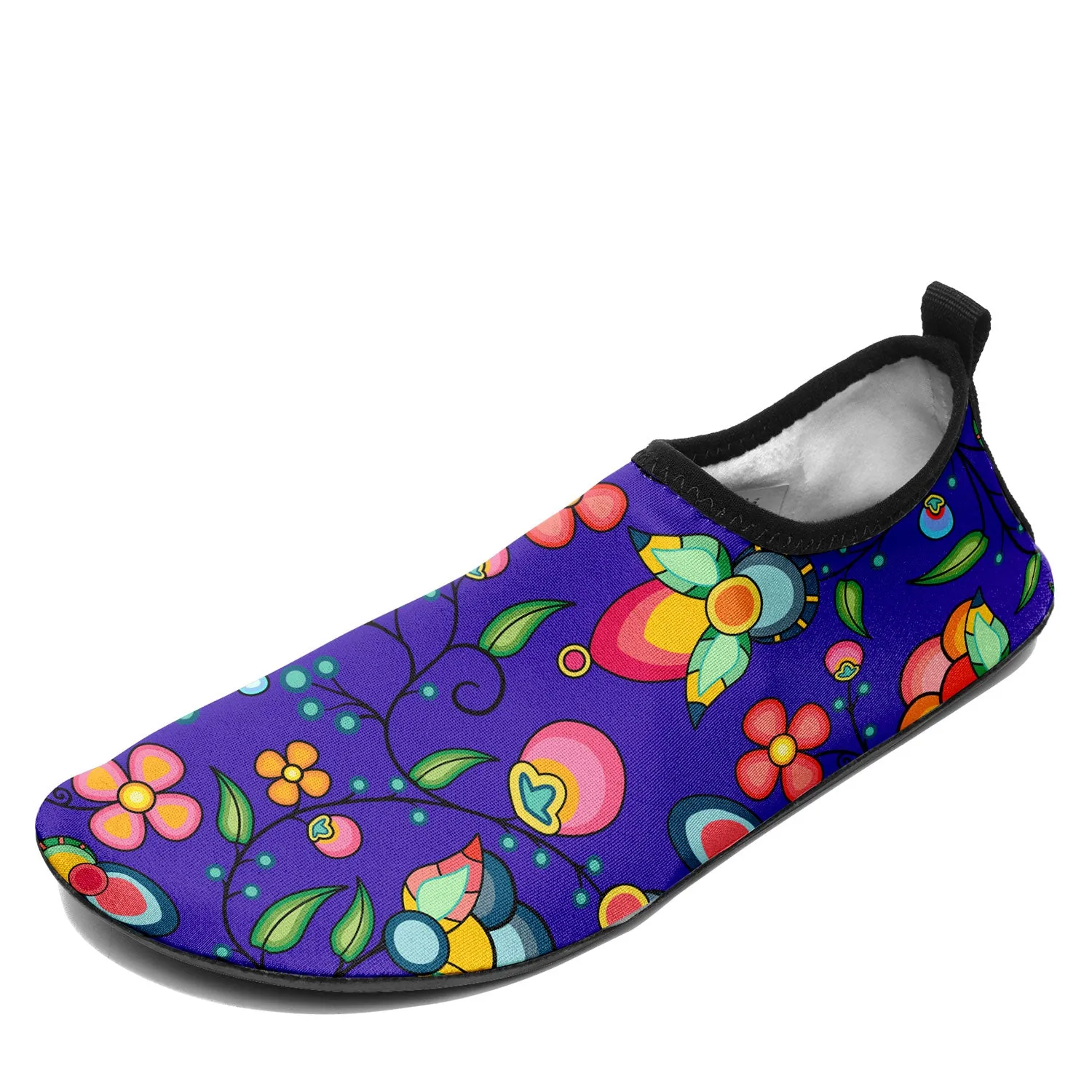 Floral Bounty Blue Kid's Sockamoccs Slip On Shoes