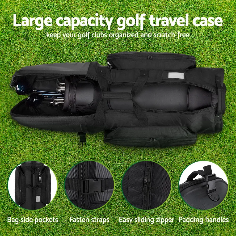 Foldable Golf Travel Bag with Hard Case & Wheels - Everfit