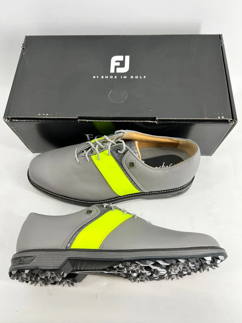 Footjoy Myjoys Premiere Series Packard Golf Shoes Grey Neon Green  10.5 XW