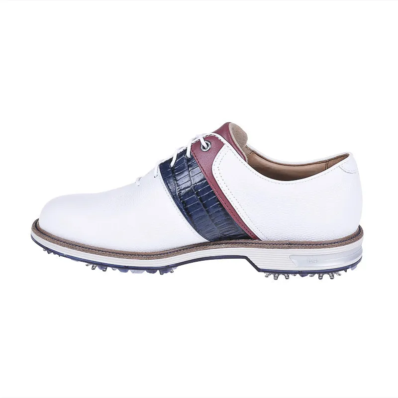 FOOTJOY Premiere Series Packard Men's Spiked Shoes (White/Navy/Red)