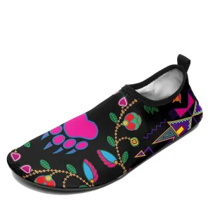 Geometric Floral Fall Black Sockamoccs Kid's Sockamoccs Slip On Shoes