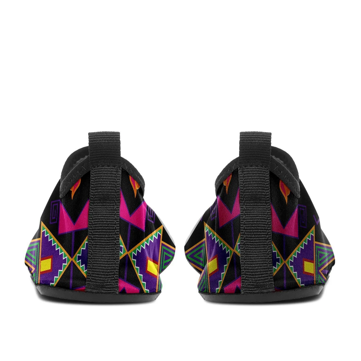 Geometric Floral Fall Black Sockamoccs Kid's Sockamoccs Slip On Shoes