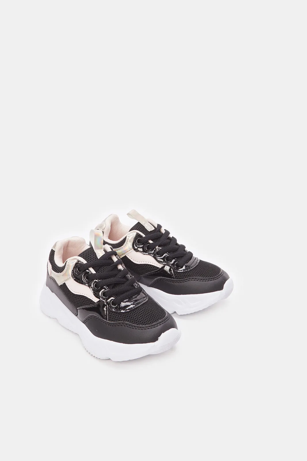 Girls Black Chunky Trainer