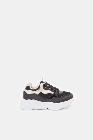 Girls Black Chunky Trainer