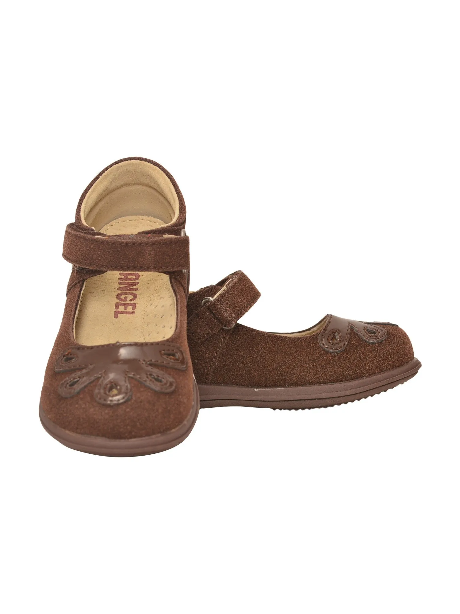 Girls Brown Bloom Leather Lining Gum Sole Mary Jane Shoes 4 Toddler-12 Kids